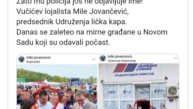 Photo of Predsjednik udruženja “Lička kapa” u Novom Sadu se  pokušao zabiti u prosvjednike