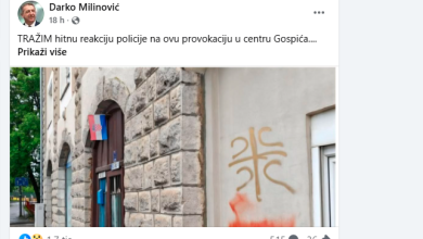 Photo of Sve reakcije na grafit koji je osvanuo u Gospiću: “Ništa im nije sveto!”